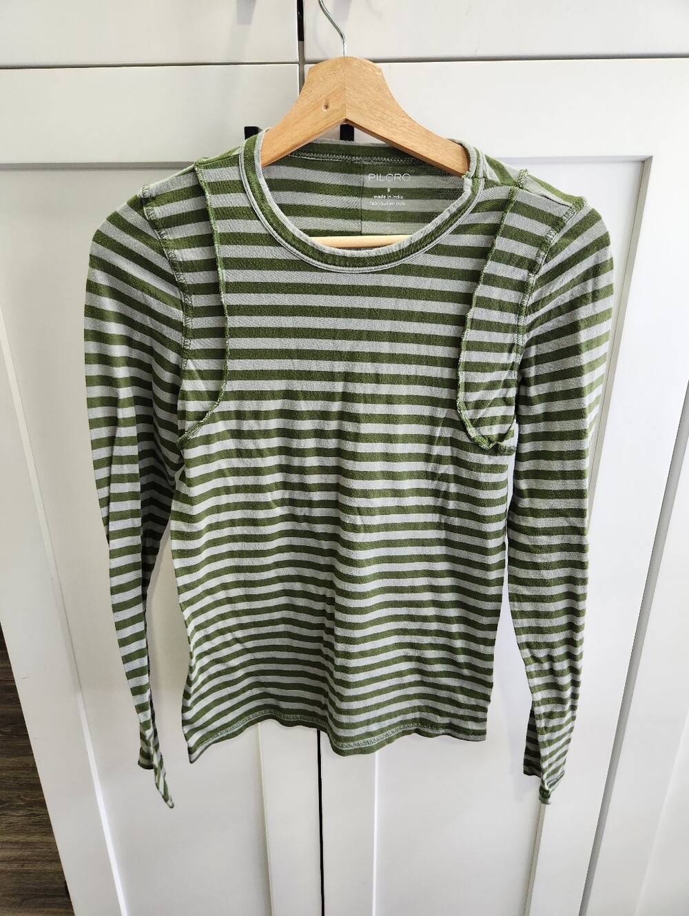 Anthropologie Pilcro Teddy Cotton Modal Tee Long Sleeve Size Small Green